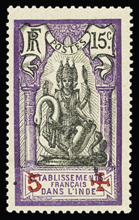 N° 45F (Maury) 5 s. 15c violet et noir, non émis,