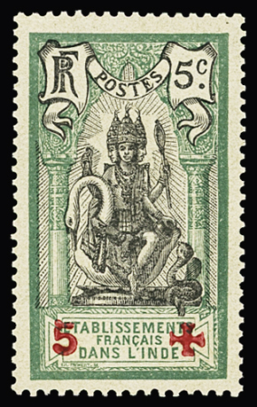 N° 45C (Maury) 5 s. 5c vert et noir, surcharge rouge,