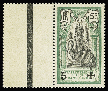N° 45D (Maury) 5 s. 5c vert et noir, surcharge noire,