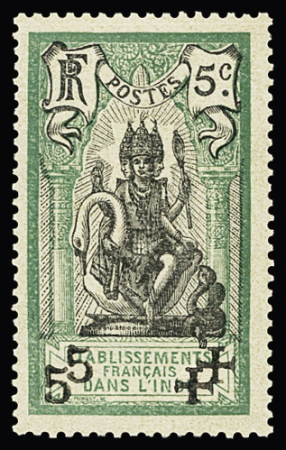 N° 45Da (Maury) 5 s. 5c vert et noir, surcharge noire,
