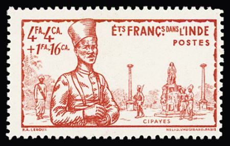 N° 125 Cipayes, rouge au lieu de bleu, non émis,