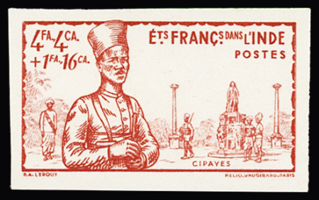 N° 125 Cipayes, rouge au lieu de bleu, non dentelé,