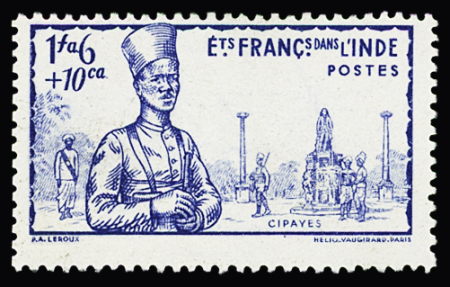 N° 125 Cipayes, valeur non émise 1fa6 +10ca, **,