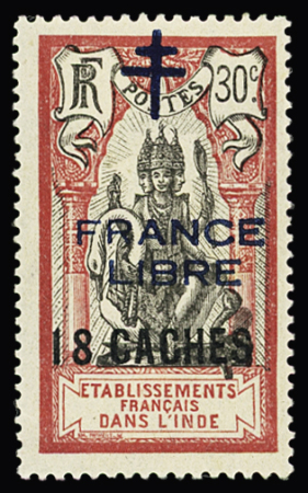 N° 159 18ca s. 30c rose et noir France Libre, **,