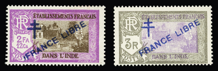 N°165a et 169a surcharge France Libre bleue, **,