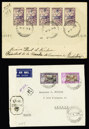Deux lettres avec France Libre : n° 183 en bande de