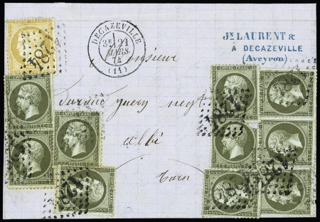 N°19, 9   pièces + n°59 OBL GC 1284 + T17 Decazeville