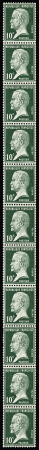 N°9 10c. vert, bande vertical de 11, neuf. TB