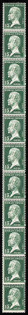 N°12 15c. vert, bande vertical de 11, neuf. TB