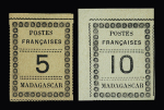 N° 8 et 9 5c et 10c, neuf sans gomme comme émis,