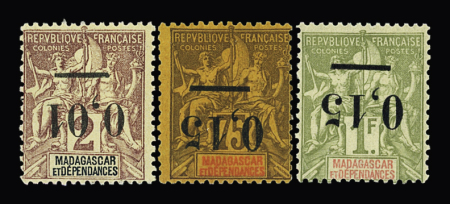 N° 51a, 54a, 55a, variétés surcharge renversée,