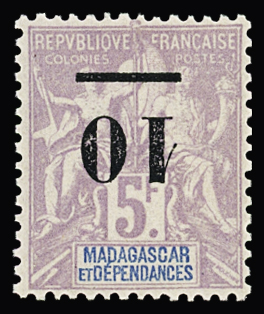 N° 49a 10 sur 5f, variété surcharge renversée,