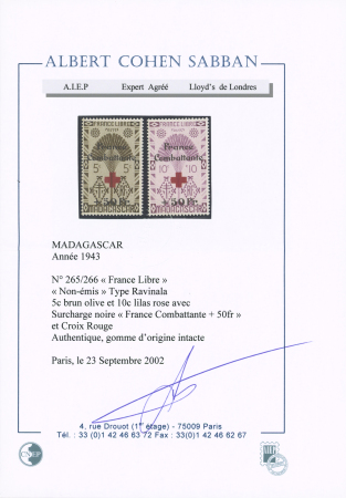 N° 265 et 266 avec surcharge "France Combattante +