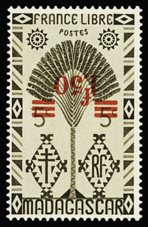 N° 286a 1f50 s. 5c brun-olive, variété surcharge