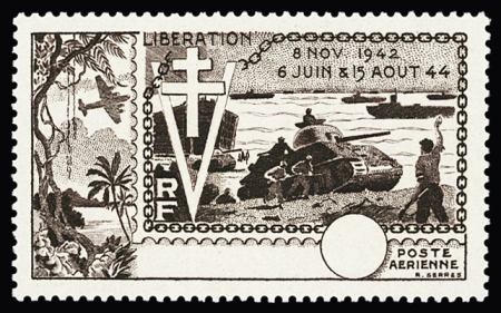 Poste aérienne n° 74 Libération, brun-lilas unicolore,