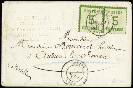 Alsace-Lorraine n°4 en paire OBL CAD français type 17 