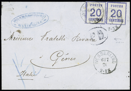 Alsace-Lorraine   n°6 en paire OBL CAD allemand "Wesserling"