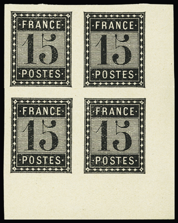 (+)   Essais de timbres 10c et 15c noir pour entiers