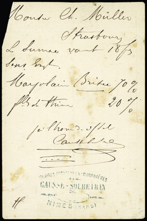 N° 77 OBL
   Nimes Gard (1876) sur CP précurseur