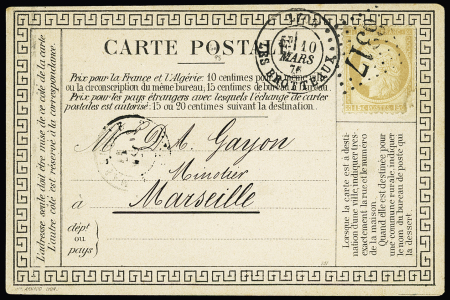 N° 55   OBL GC 6317 + T17 "Lyon les Brotteaux" (1876)