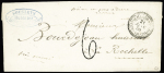 COLLECTION DE MARQUES POSTALES DE CHARENTE-INFERIEURE (1ère PARTIE) Aigrefeuille : Lettre sans timbre avec CAD T22 "Aigrefeuille de Saintonge (16)" (1858) + taxe 6 tampon manuscrite (2ème échelon de poids), ind 18. TB