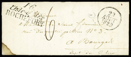 Double cursive "16 L'Isle d'Aix Rochefort" (1829), ind 21. TB