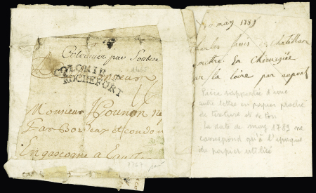 Rochefort : Lettre de 1767 pour Bordeaux (consolidation d'époque) (Salles n°17) pour Bordeaux avec marque cintrée "Colonies par Rochefort", ind 21, frappe TB