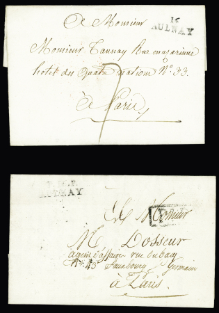 Aulnay : 2 MP "16 Aulnay" (1810 - ind 10) et "P 16 P" Aulnay (1812 - ind 17). TB
