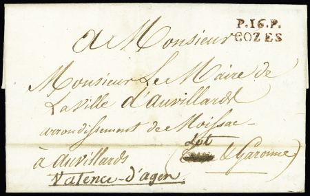 Cozes : MP rouge "P 16 P Cozes" (1817), ind 16, jolie pièce