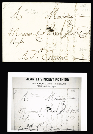 Marque à sec "Ionzac" (1758 - L n°1A) + taxe manuscrite 13 sols, ind 23. RR et TB