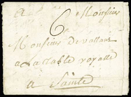 MP manuscrite "Desbource de Marennes (1761), ind 20. Rare et TB