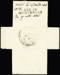 Bande avec au verso MP "Deb 16 Montendre" (1825) - Dubus signalait cette marque comme inconnue mais possible, seule pièce connue, signé Pothion. Pièce superbe, ind 26