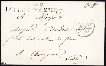 MP "P 16 p L'Isle d'Oleron" + dateur "A" (1828), signé Chevalier, ind 16. TB