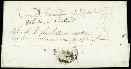 La Rochelle : triple déboursé des Deux Charentes (1798) manuscrit : "renvoi d'Angoulême 6 Ventose) + "Deb de Saintes" + "Deb de La Rochelle". Ensemble très rare. TB