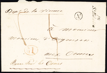 Saint Hilaire : cursive "16 St Hilaire" (1845) + boite rurale "N" de Le Douhet, ind 22. RR et TB