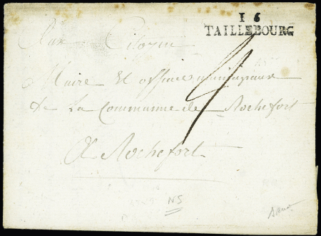 MP "16 Taillebourg" (1794), ind 25, RRR et TB