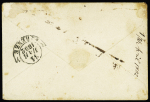 N°1 + 4, 2 pièces, touchées OBL grille sans fin + T15 "Paris (60)" (1852) sur lettre pour Florence