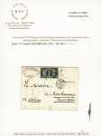 N°10 en paire(TB) OBL étoile muette + CAD "3e Paris 5 (60)" (1854) sur lettre pour Bonhomme par Colmar. TB. Cote 325€