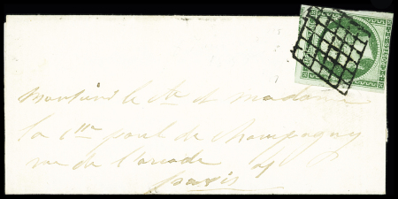N°12 (touché) OBL grille sur une petite lettre de Paris pour Paris. Rare et TB