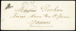 Allaire : lettre sans timbre avec cursive "54 Allaire" + taxe 25 double-trait (1852), ind 15. TB