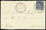 N°90 OBL CAD perlé B2 "Arzon Morbihan" (1888) répété à côté sur lettre, ind 16. TB