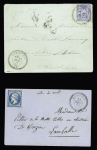 Campeneac : 2 lettres : n°22 OBL GC 714 + T22 "Campeneac (54)" (1853 - ind 15) et n°78 OBL CAD  perlé T24 "Campeneac (54)" (1877 - ind 14). TB