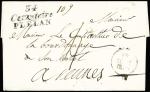 Carentoir : 2 plis : cursive "34 Carentoire Plelan" (1829 - ind 25) et "34 Carentoire" + T12 Plelan (1832 - ind 15). Rare et TB, photo de la cursive "34 Carentoire Plelan"