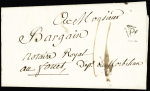 Lettre de Paris avec au verso MP "54 Le Faouet" + mention manuscrite "refusée n'étant pas affranchie le 30 7bre 1818". TB