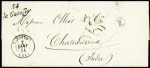 La Gacilly : 2 lettres : n°4 OBL grille + cursive "54 La Gacilly" + T15 "Carentoir (54)" (1851) et lettre sans timbre avec cursive "54 La Gacilly" + T15 Carentoir (54)" (1851) + boite rurale E de l'Ermitage. TB. Photo d