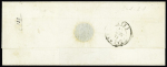 La Gacilly : 2 lettres : n°4 OBL grille + cursive "54 La Gacilly" + T15 "Carentoir (54)" (1851) et lettre sans timbre avec cursive "54 La Gacilly" + T15 Carentoir (54)" (1851) + boite rurale E de l'Ermitage. TB. Photo d