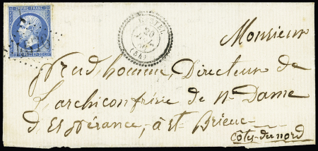 Gestel : n°22 OBL GC 4676 + T22 "Gestel (54)" (1866), sur lettre, ind 12. TB