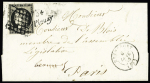 Plouay : n°3 OBL grille + cursive "54 Plouay" + T15 "Hennebont (54)" sur lettre, ind 23. Rare et TB. Certificat RHP
