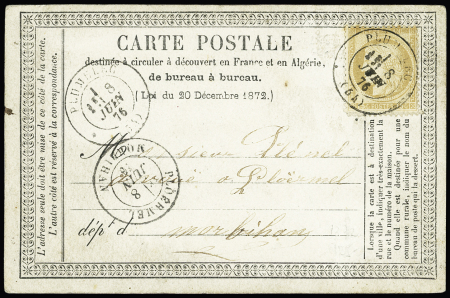 Plumelec : n°55OBL CAD T17 "Plumelec (54)" (1876) répété à côté sur CP précurseur. TB