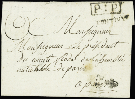 MP "Pontivy" + "PP" encadré (Lenain n°3), rareté, ind 25. TB